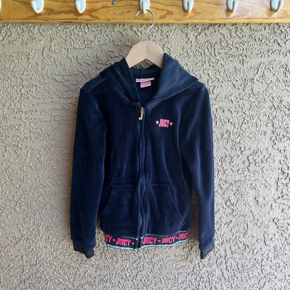 Juicy Couture Kids Dark Blue Hoodie with Pink Accents